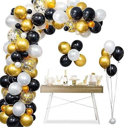 Anyparty Balloons Black Gold 120pcs Garland Arch Set Party Decor