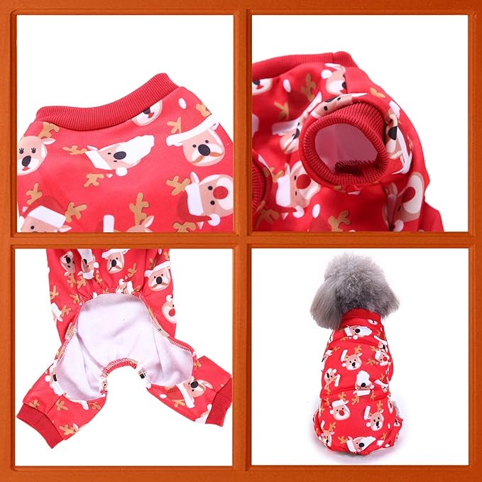 Anywags Pet Clothes Red Santa Claus Print Dog Cat Christmas Outfit Holiday Accessories