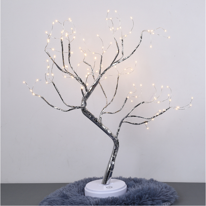 Anyhouz Table Lamp White 108 LED Bonsai Tree Desk Light USB Rechargeable For Living Room