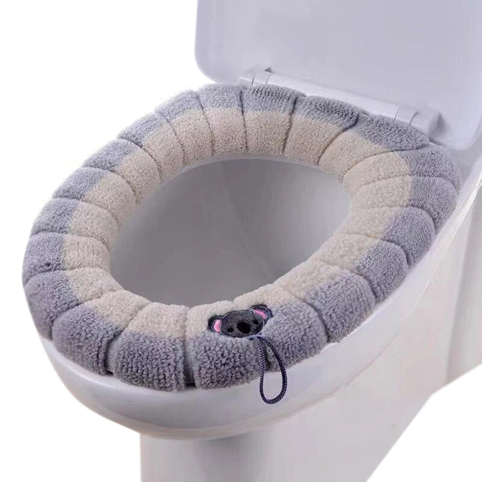 Anyhouz Toilet Seat Gray Soft Warmer Washable Mat Cover Pad Cushion Seat Case Toilet Lid Cover Accessories