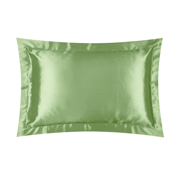 Anyhouz Pillowcase Amber Green Luxury Soft Natural Mulberry Silky Two Sided Satin Cover