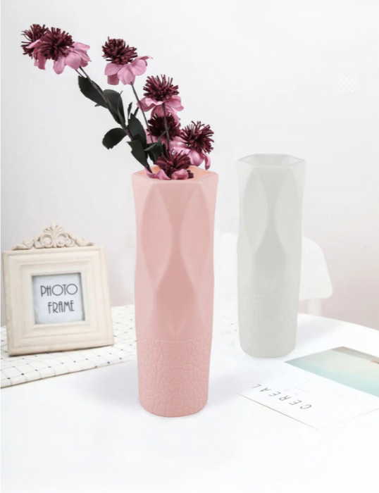 Anyhouz Flower Vase Light Grey Small Nordic Rock Diamond Pattern Pot Living Room Decor