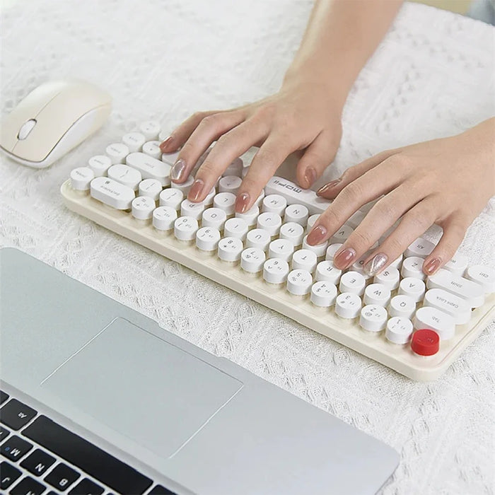 Anymob Bluetooth Keyboard And Mouse Combo Set Pink Multi-Device Compatible Colorful Soft Touch Keys