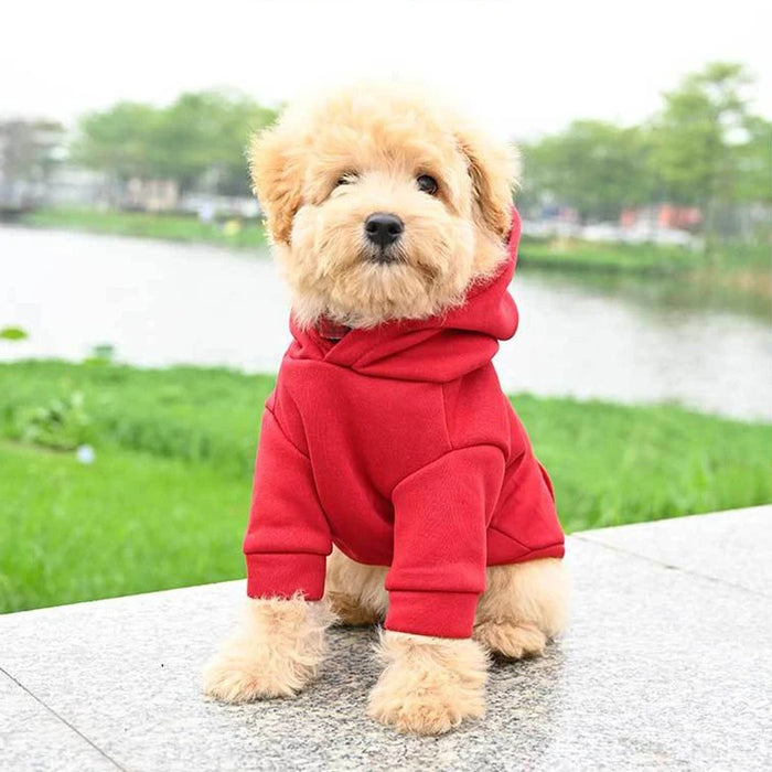 Anywags Pet Clothes Red Warm Fleece Hoodie Jacket with Back Pockets Sweatshirt for Cosplay and Cold Weathers