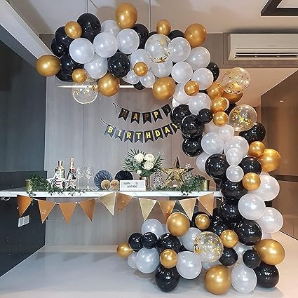 Anyparty Balloons Black Gold 120pcs Garland Arch Set Party Decor