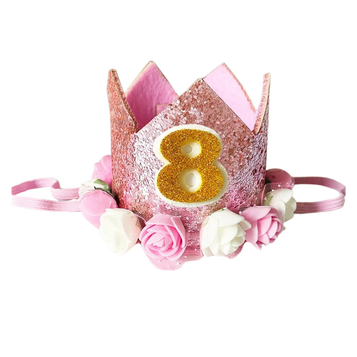 Anyparty Party Hat Pink Number Rose Flower Crown Headband