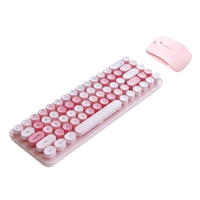 Anymob Bluetooth Keyboard And Mouse Combo Set Pink Multi-Device Compatible Colorful Soft Touch Keys