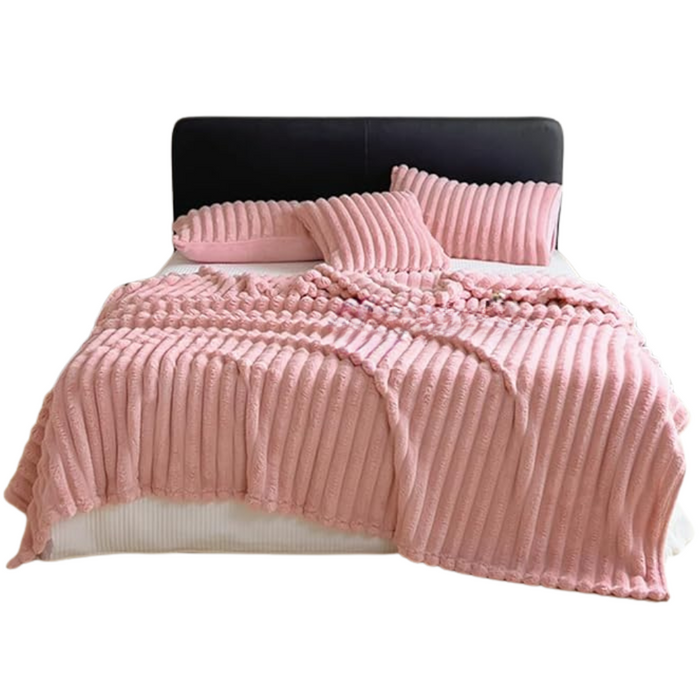 Anyhouz Blanket Pink Velvet Fluffy Coral Fleece Sofa Warm Bed