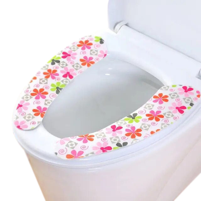 Anyhouz Toilet Seat Cover Big Flower Pattern Washable Mat Bathroom Pad Cushion Toilet Seat Bidet Toilet Cover Accessories