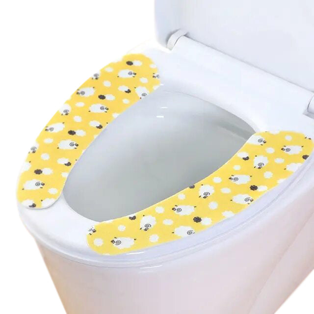 Anyhouz Toilet Seat Cover Yellow Lamb Pattern Washable Mat Bathroom Pad Cushion Toilet Seat Bidet Toilet Cover Accessories