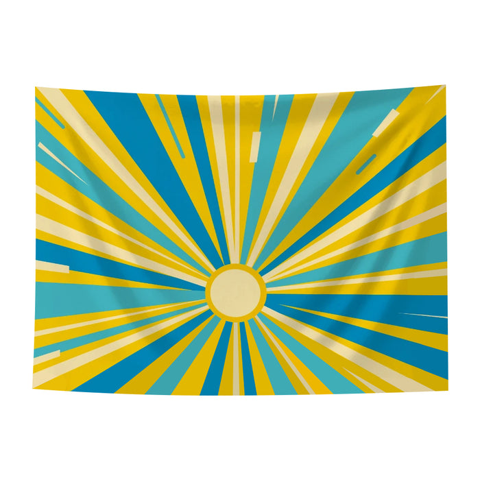 Anyhouz Tapestry Blue Sun Rays 230x150cm Psychedelic Scene Art Hippie Bohemian Decorative Sheet