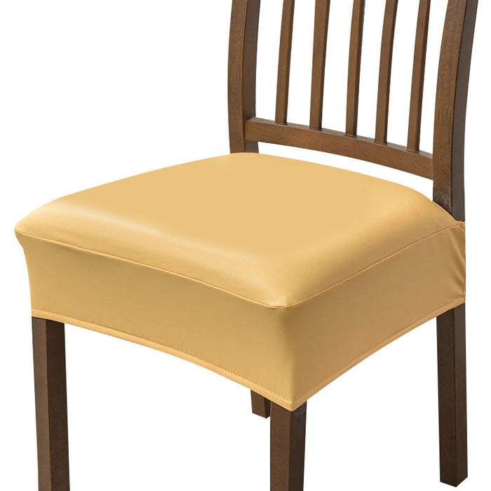 Anyhouz Chair Cover Yellow PU Leather Seat Slipcover Chair Cover for Kitchen Hotel Banquet Dining Living Room