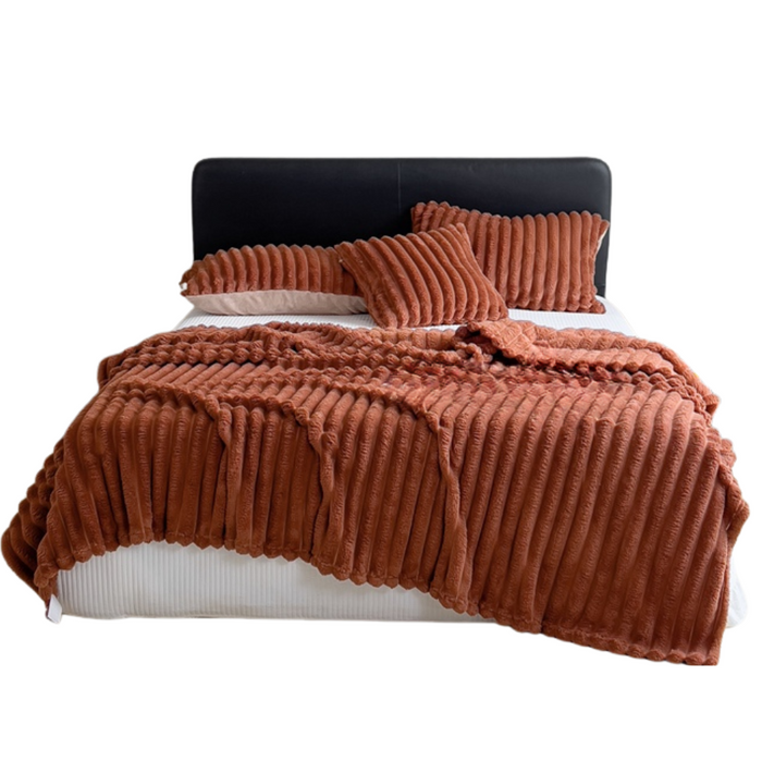 Anyhouz Blanket Caramel Velvet Fluffy Coral Fleece Sofa Warm Bed