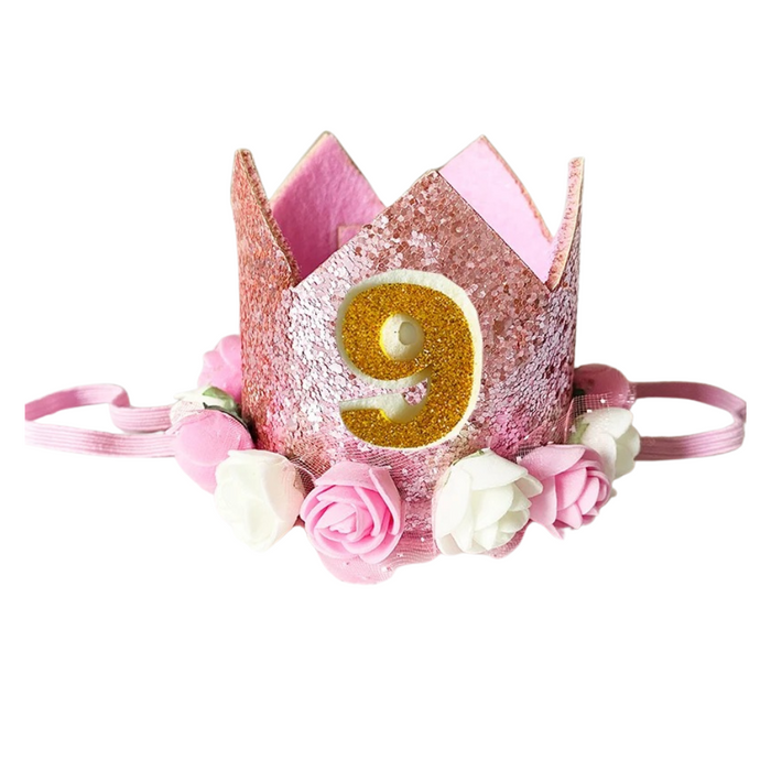 Anyparty Party Hat Pink Number Rose Flower Crown Headband