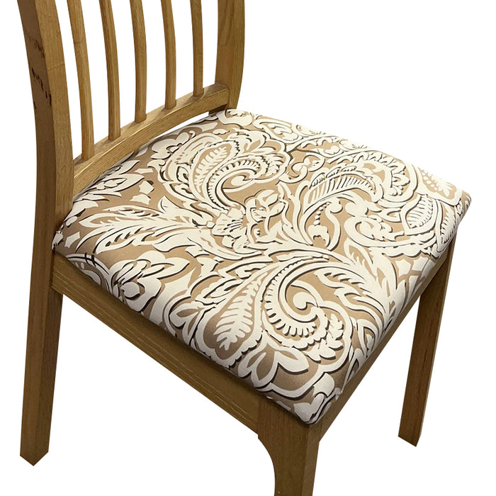 Anyhouz Chair Cover Beige Khaki Vine Leaf Print Stretch Seat Cover for Home Dinning Kitchen Washable Removable