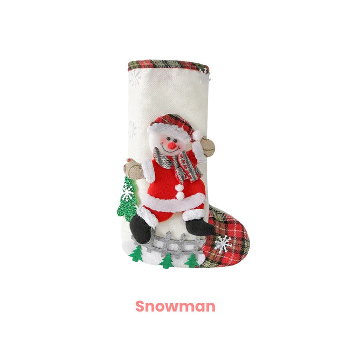 Anyhouz Christmas Stockings Plush Hanging Socks Candy Gift Bag Ornament