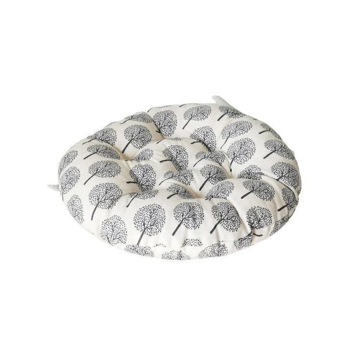 Anyhouz Seat Cushion White Tree Print Round Chair Pad Decorative Pillow