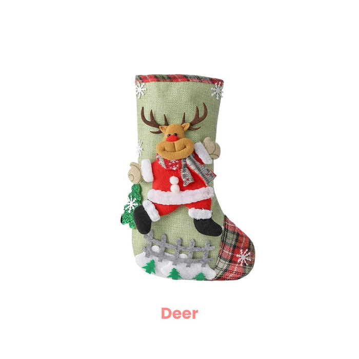 Anyhouz Christmas Stockings Plush Hanging Socks Candy Gift Bag Ornament