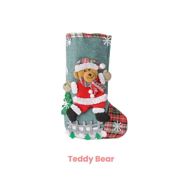 Anyhouz Christmas Stockings Plush Hanging Socks Candy Gift Bag Ornament