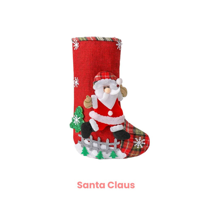 Anyhouz Christmas Stockings Plush Hanging Socks Candy Gift Bag Ornament