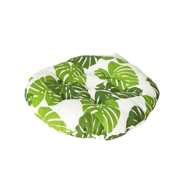 Anyhouz Seat Cushion White With Green leaves Print Round Chair Pad Decorative Pillow