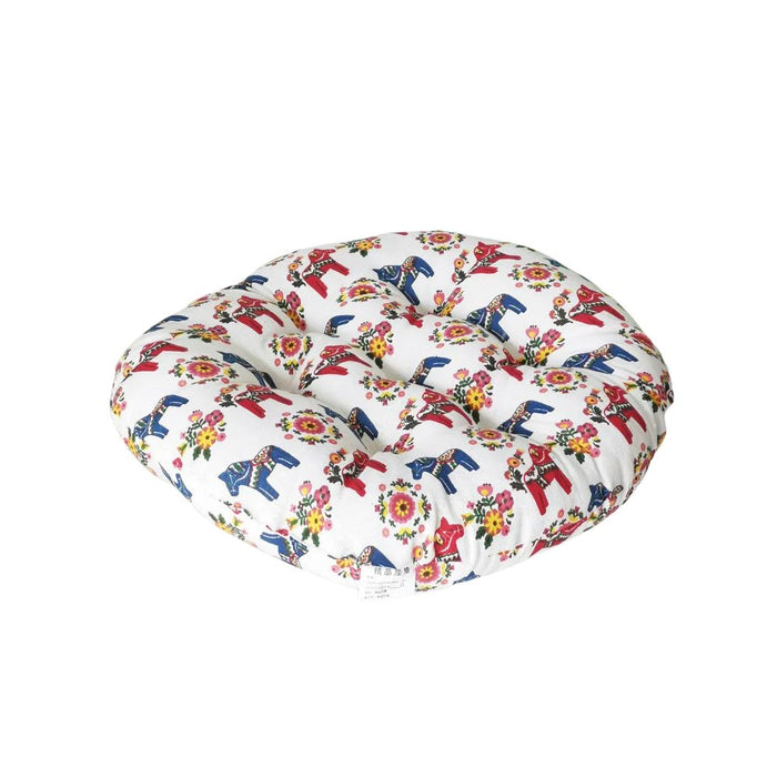 Anyhouz Seat Cushion White Mix Print Round Chair Pad Decorative Pillow