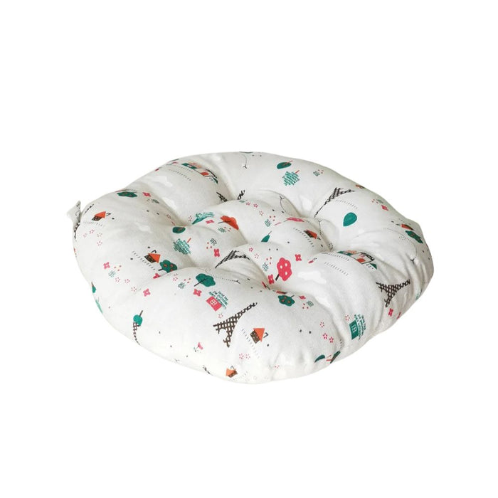 Anyhouz Seat Cushion White Playful Print Round Chair Pad Decorative Pillow