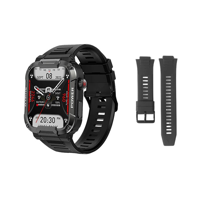 Anyco Smartwatch Black With 1Pc Free Silica Gel Band Waterproof GPS Bluetooth Call Fitness Tracker Military Wristwatch