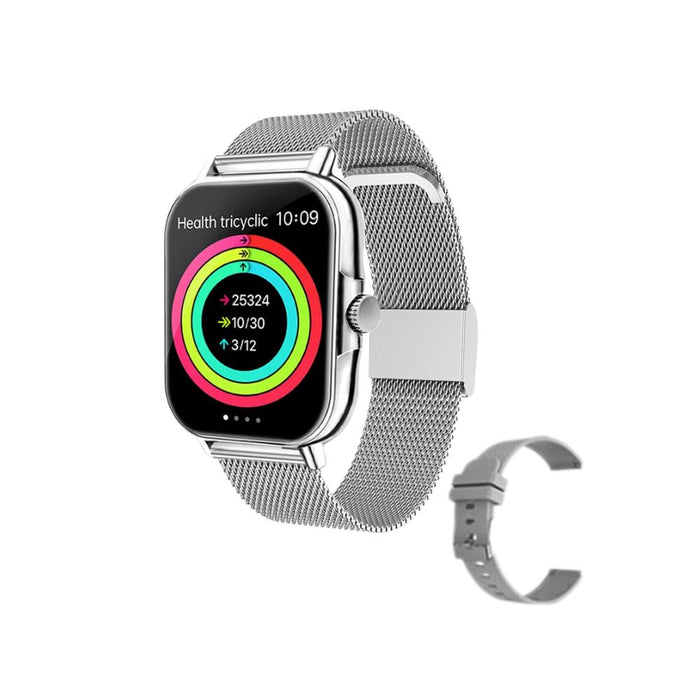 Anyco Smartwatch Milanese Loop Band with 1Pc Free Silica Gel Strap Waterproof Fitness Wristwatch