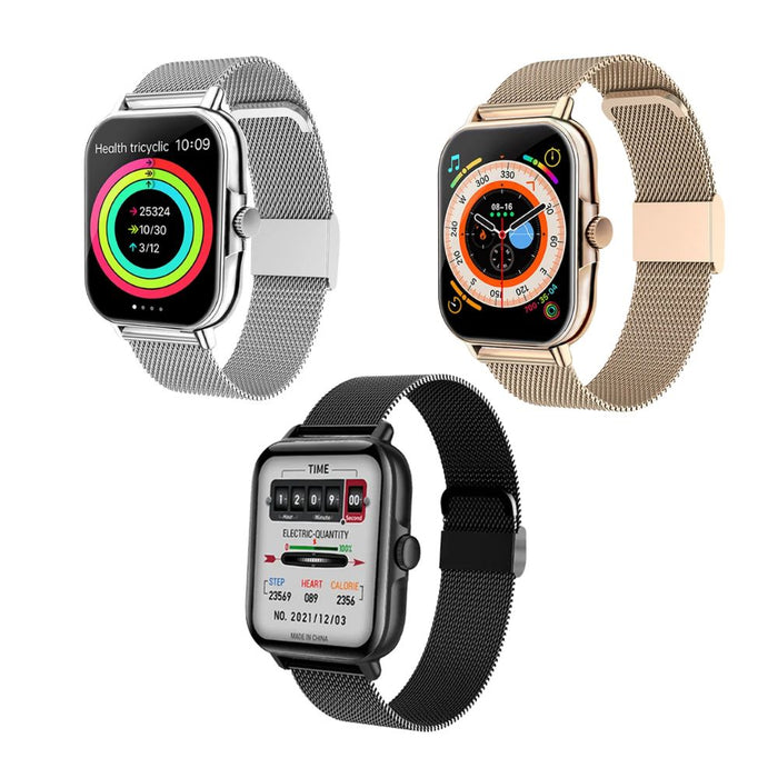 Anyco Smartwatch Milanese Loop Band with 1Pc Free Silica Gel Strap Waterproof Fitness Wristwatch