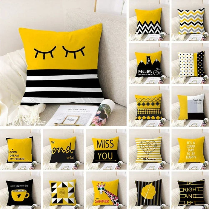 Anyhouz Pillowcase Yellow Quoted Cotton Polyester Cushion Cover