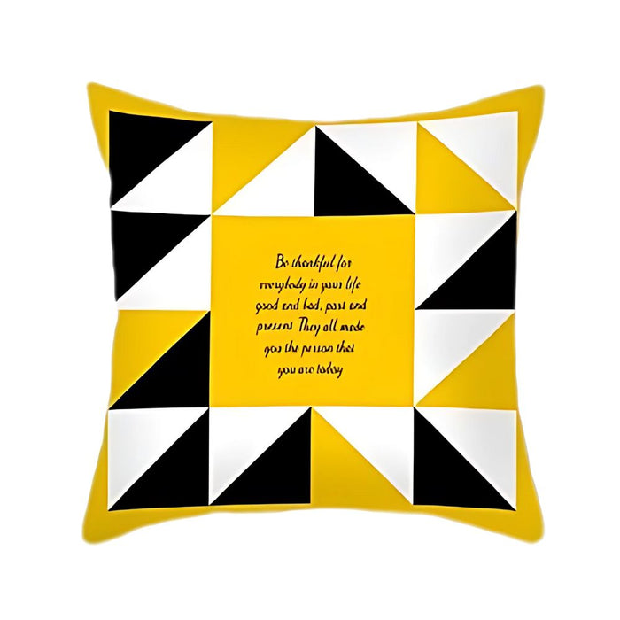 Anyhouz Pillowcase Yellow Geometric Quoted Cotton Polyester Cushion Cover