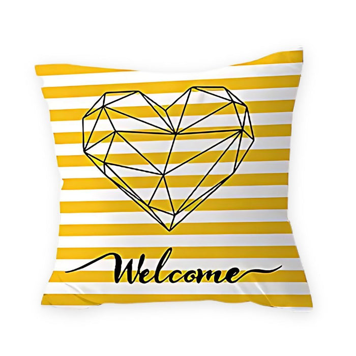 Anyhouz Pillowcase Yellow White Stripe Cotton Polyester Cushion Cover