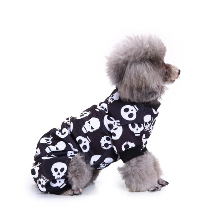 Anywags Pet Clothes Black Halloween Skull Dog Cat Jumpsuit Outfit Holiday Costume Accessories