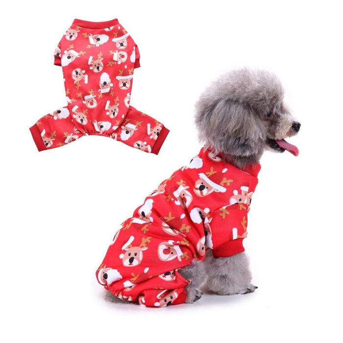 Anywags Pet Clothes Red Santa Claus Print Dog Cat Christmas Outfit Holiday Accessories