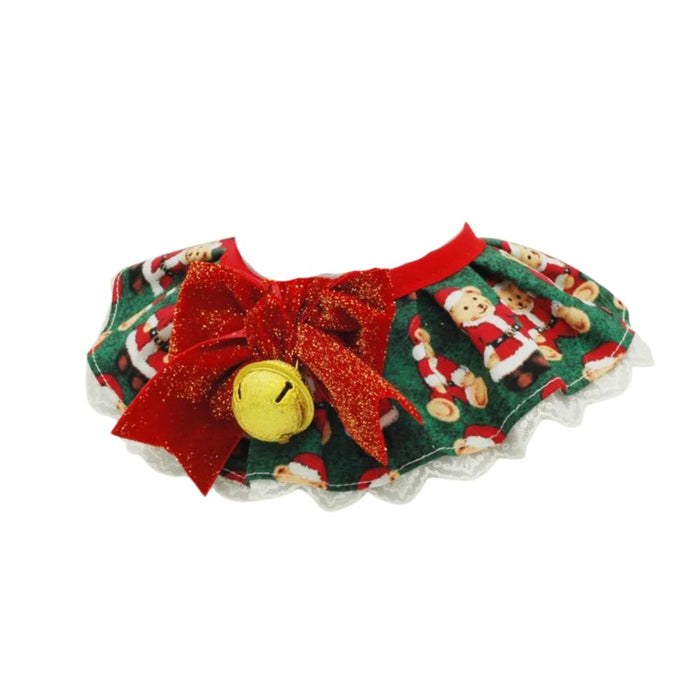 Anywags Pet Collar Green with Red Ribbon Christmas Lace Silk Ribbon Scarf Dog Cats Holiday Accessories