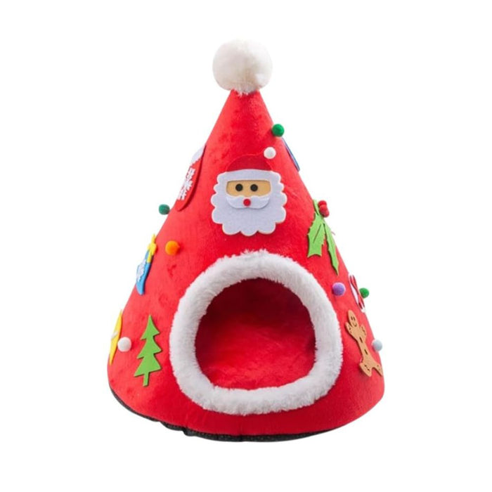 Anywags Pet Bed Red Santa Christmas Soft Winter Cat Cushion Mat