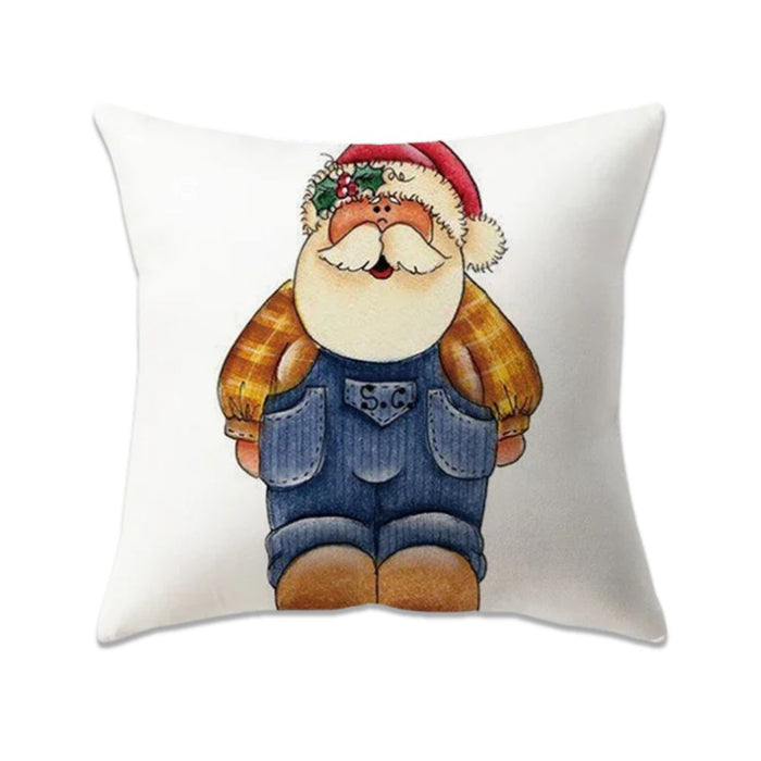 Anyhouz Pillowcase White Santa Claus Christmas Cotton Polyester Cushion Cover