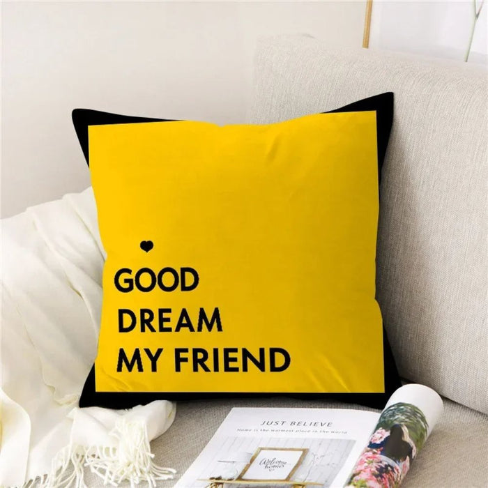 Anyhouz Pillowcase Yellow Quoted Cotton Polyester Cushion Cover