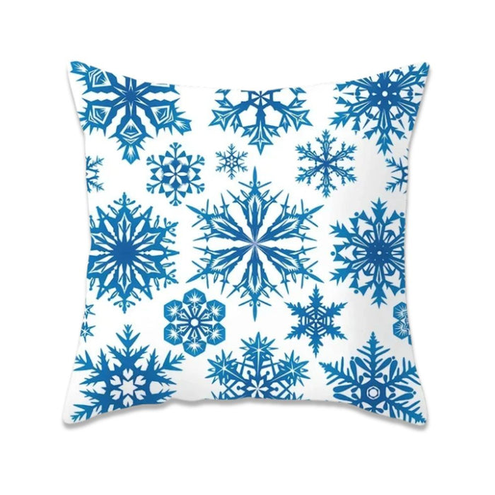 Anyhouz Pillowcase Blue Snowflake Christmas Winter Cotton Polyester Cushion Cover