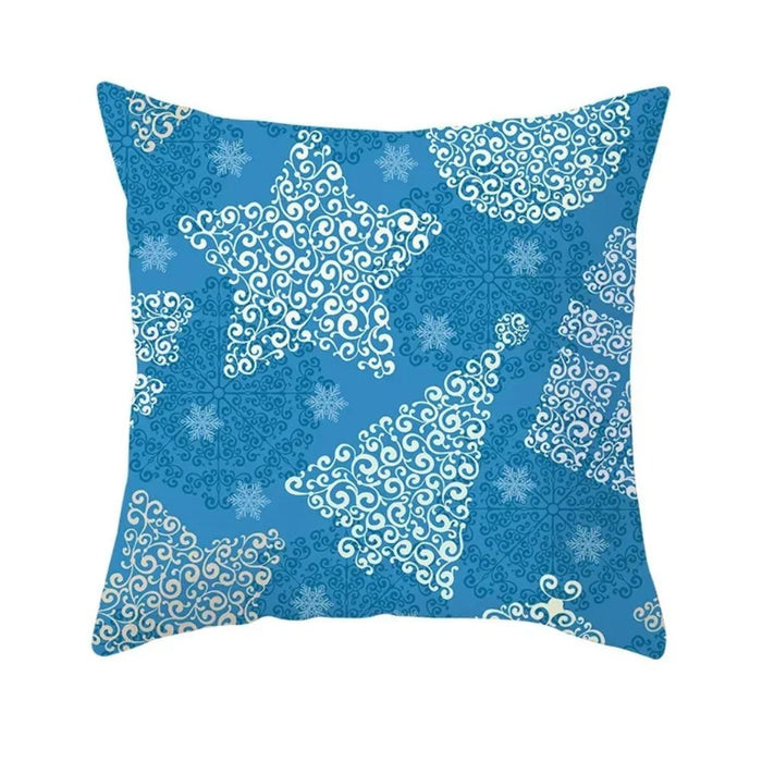 Anyhouz Pillowcase Blue Star Christmas Winter Cotton Polyester Cushion Cover