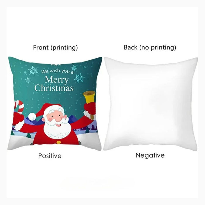 Anyhouz Pillowcase Black Festive Merry Christmas Snowflake Print Cotton Polyester Cushion Cover