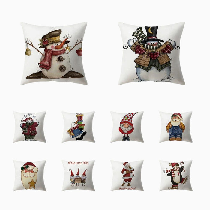 Anyhouz Pillowcase White Santa Claus Christmas Cotton Polyester Cushion Cover