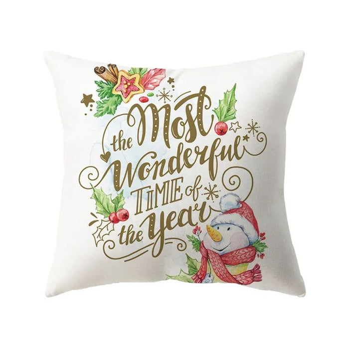 Anyhouz Pillowcase White Holiday Quote Print Christmas Cotton Polyester Cushion Cover