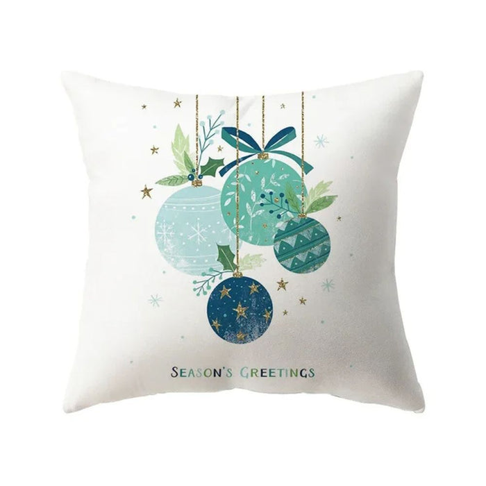 Anyhouz Pillowcase White Season Greetings Print Christmas Cotton Polyester Cushion Cover