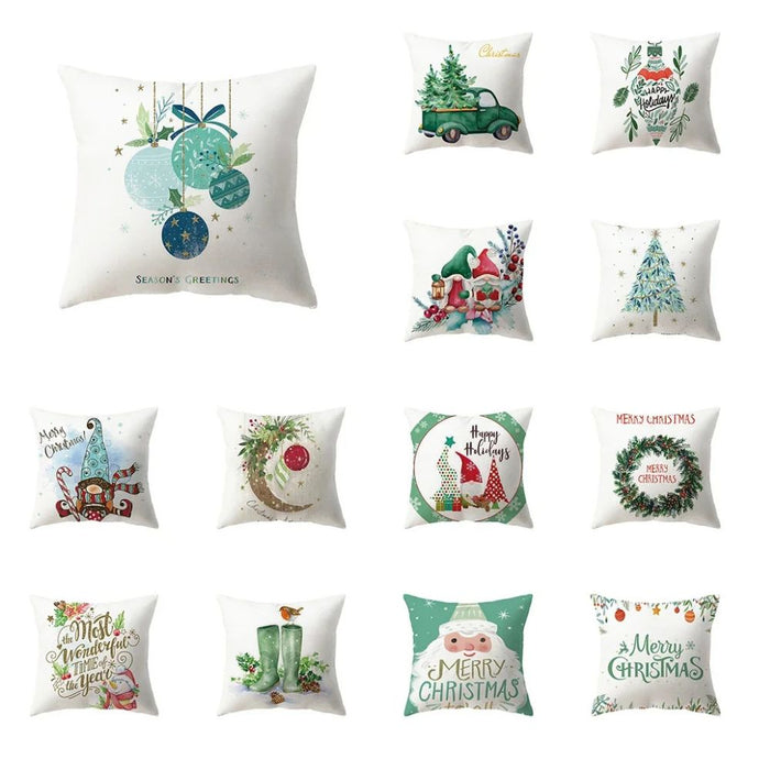 Anyhouz Pillowcase White Holiday Quote Print Christmas Cotton Polyester Cushion Cover