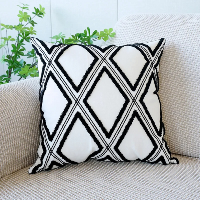 Anyhouz Pillowcase Geometric Fringed Embroidered Decorative Cushion Cover