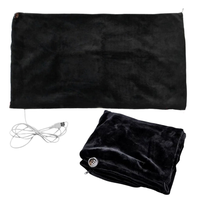 Anyhouz Electric Blanket Black USB Heating Shawl Washable With Timing Thermostat Portable Warm Mat