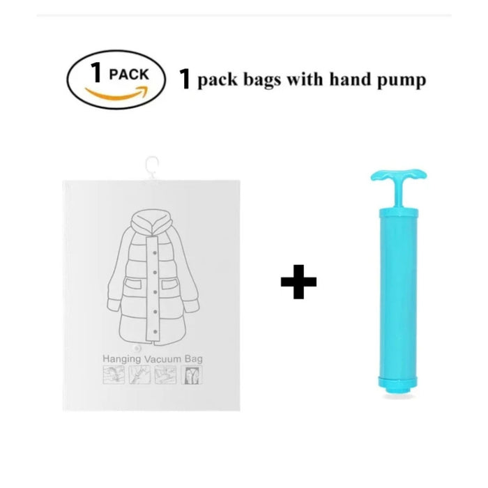 Anyhouz Vacuum Storage Bag With Pump 1PC Airtight Sealed Hanging Compression Space Saving Closet Organizer