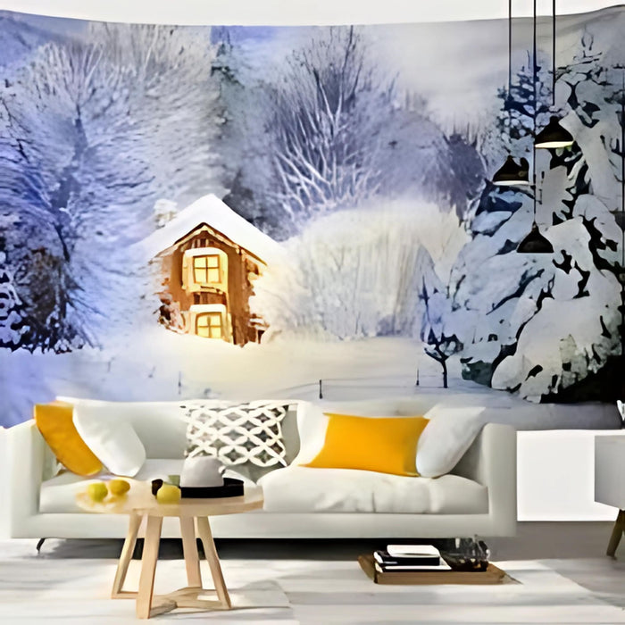 Anyhouz Tapestry Snowy Winter Bohemian Wall Art Home Decoration